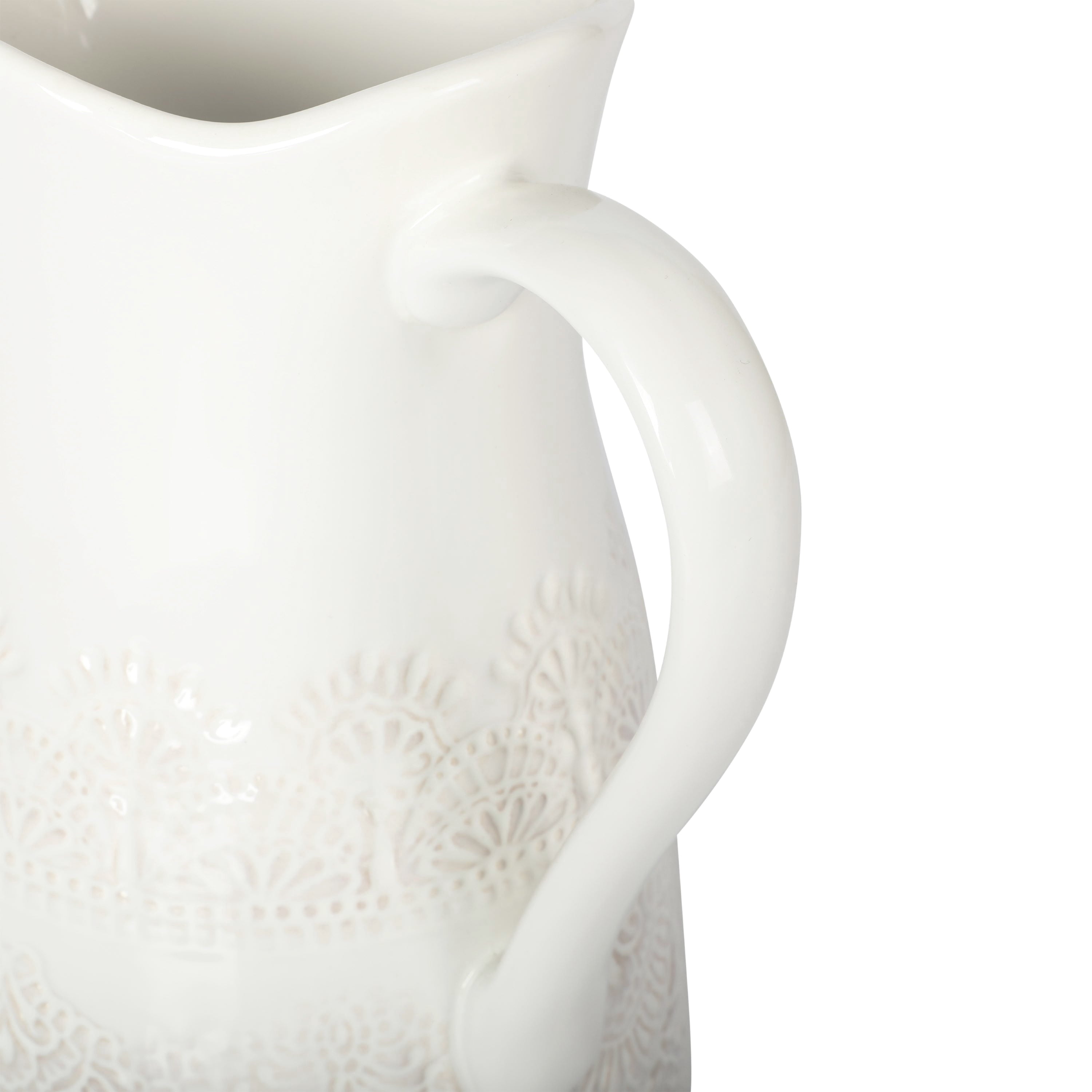 Homesteada™ Vintage Lace Linen 9-inch Ceramic Pitcher