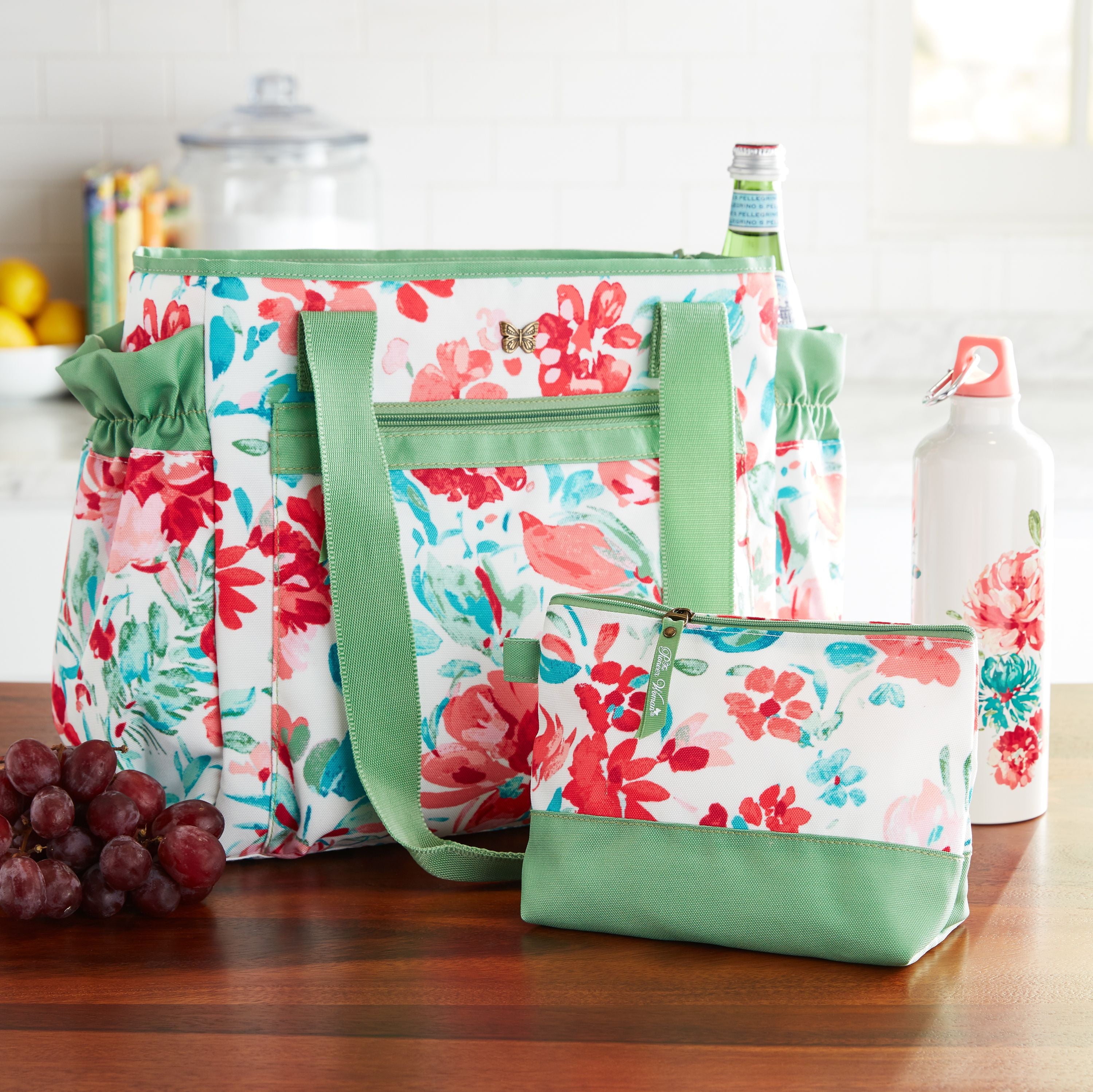 Homesteada™ Insulated Lunch Kit Set with Extra Bag and Bottle, Gorgeous Garden