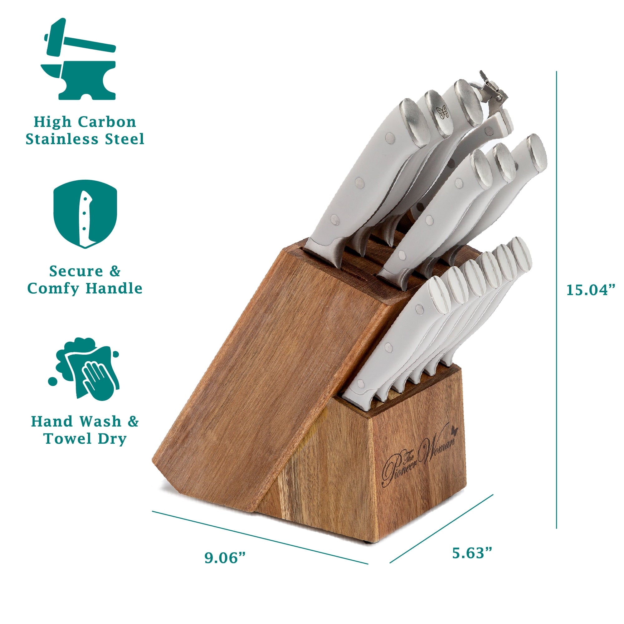 Homesteada™ Heritage Country Signature 14-Piece Stainless Steel Knife Block Set, Gray