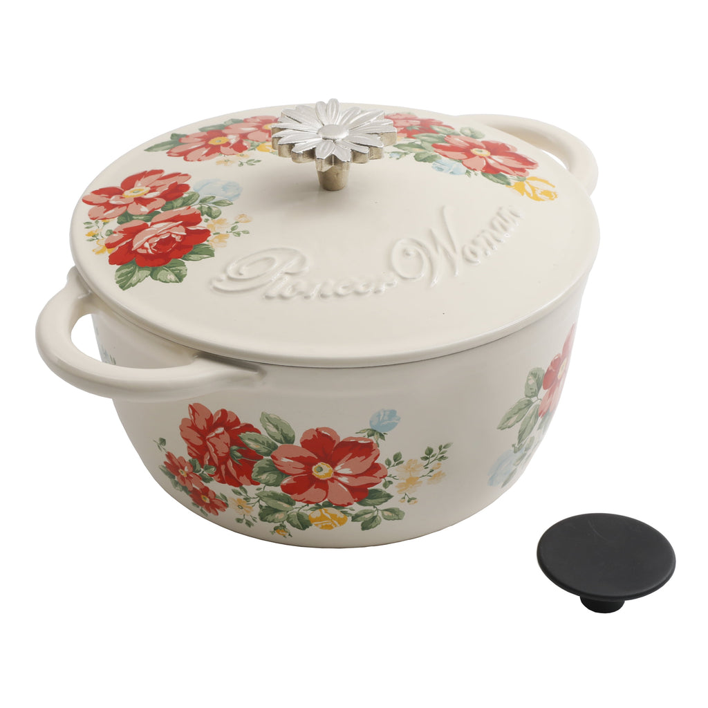 Homesteada™ Vintage Floral Enameled Cast Iron 3-Quart Dutch Oven
