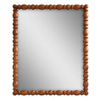 Homesteada™ Harper Spindle Wood Decorative Wall Mirror, Beaded Turned Wood Mirror, Rustic Brown 24x30