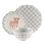 Homesteada™ Gingham 12-Piece Ceramic Dinnerware Set, Gray
