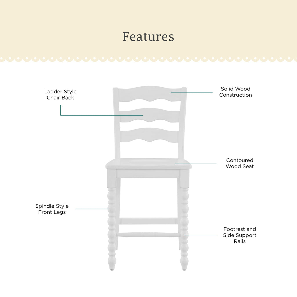 Homesteada™ Harper Counter-height Wood Stools, 2 Pack, White