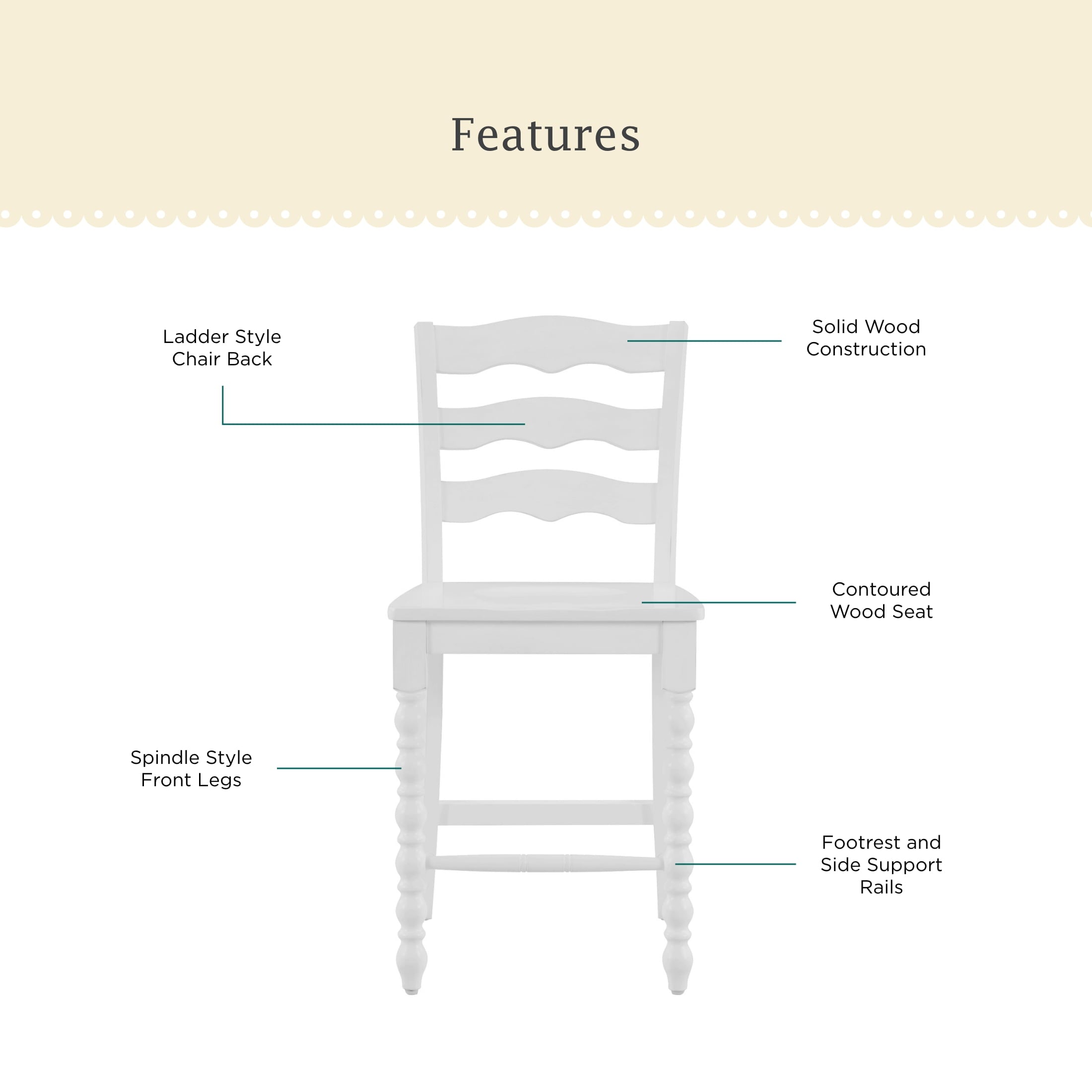 Homesteada™ Harper Counter-height Wood Stools, 2 Pack, White