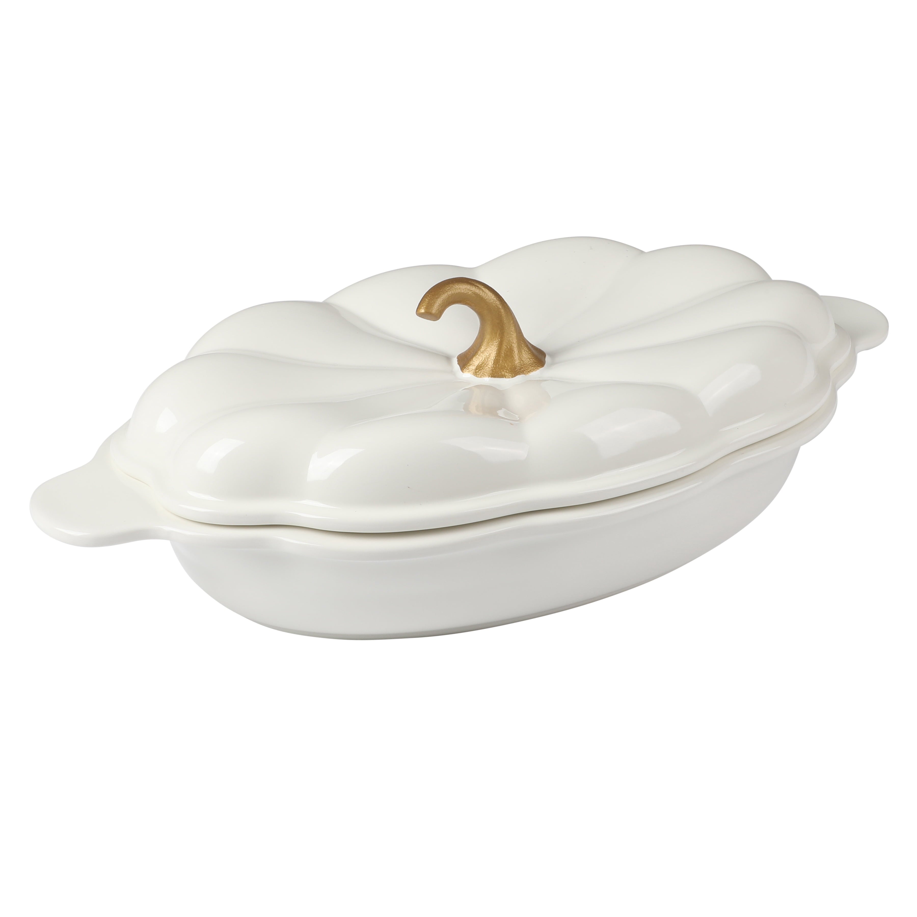 Homesteada™ 3-Quart Oval Pumpkin Stoneware Baker with Lid, Linen