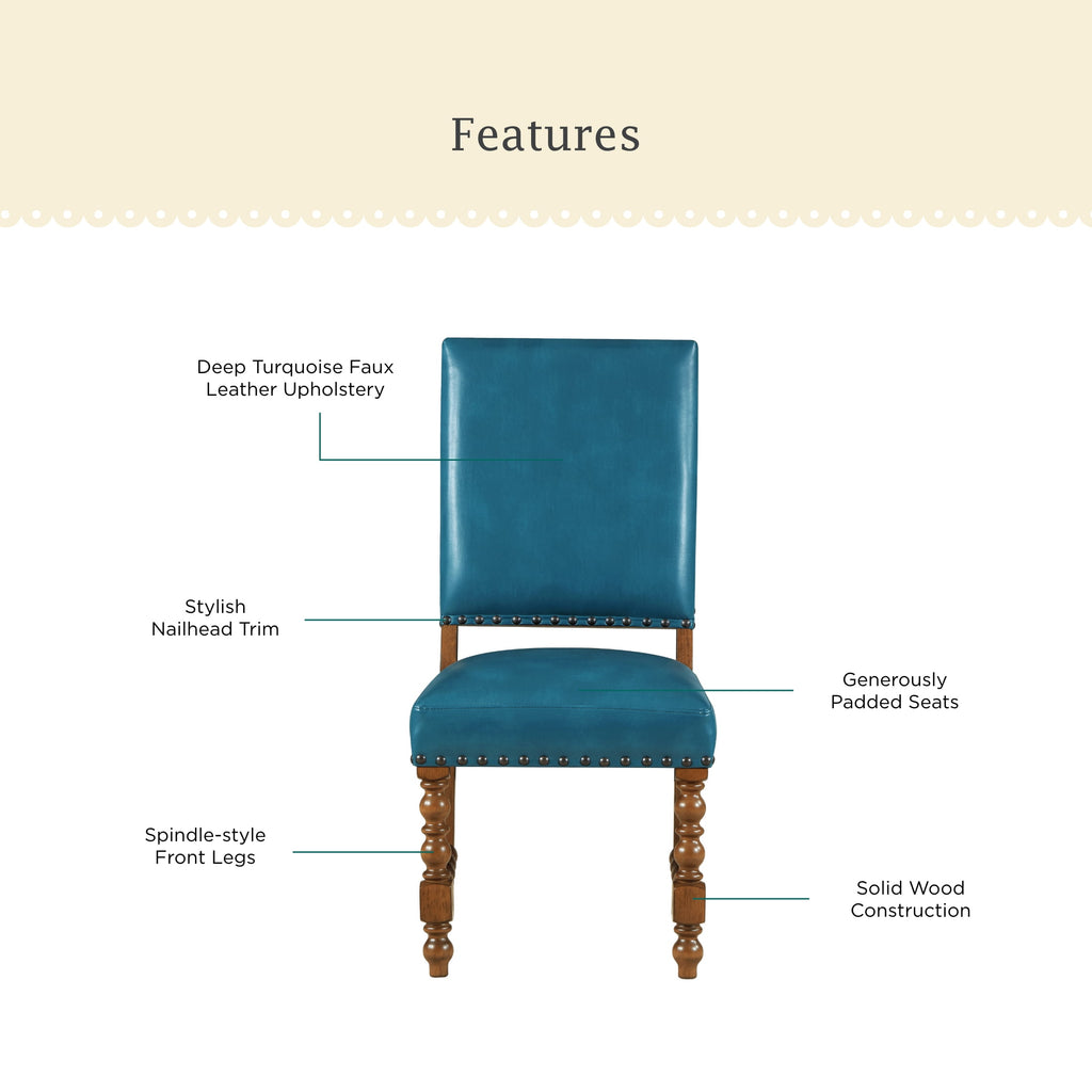 Homesteada™ Harper Faux Leather Dining Chairs, Turquoise, Set of 2