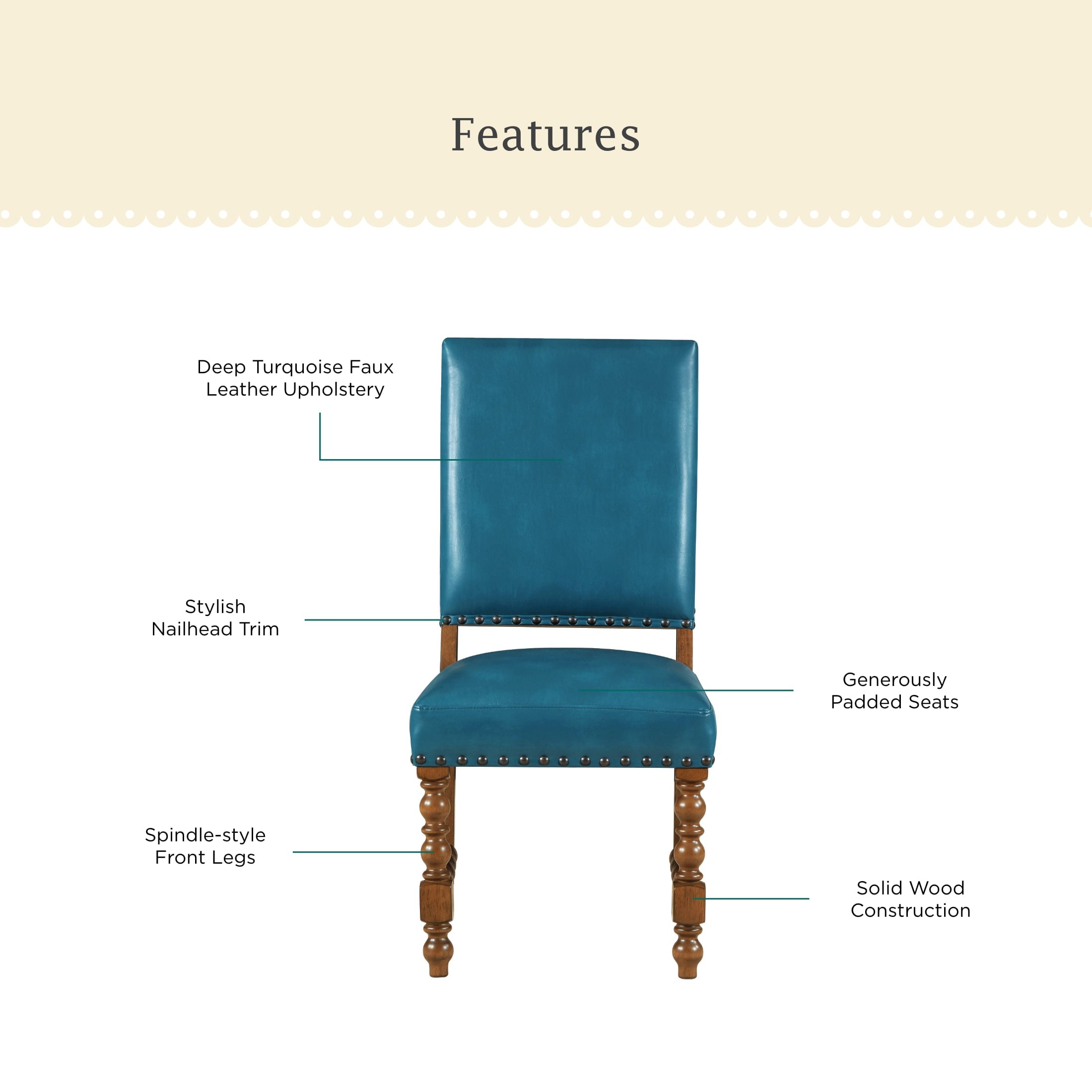 Homesteada™ Harper Faux Leather Dining Chairs, Turquoise, Set of 2
