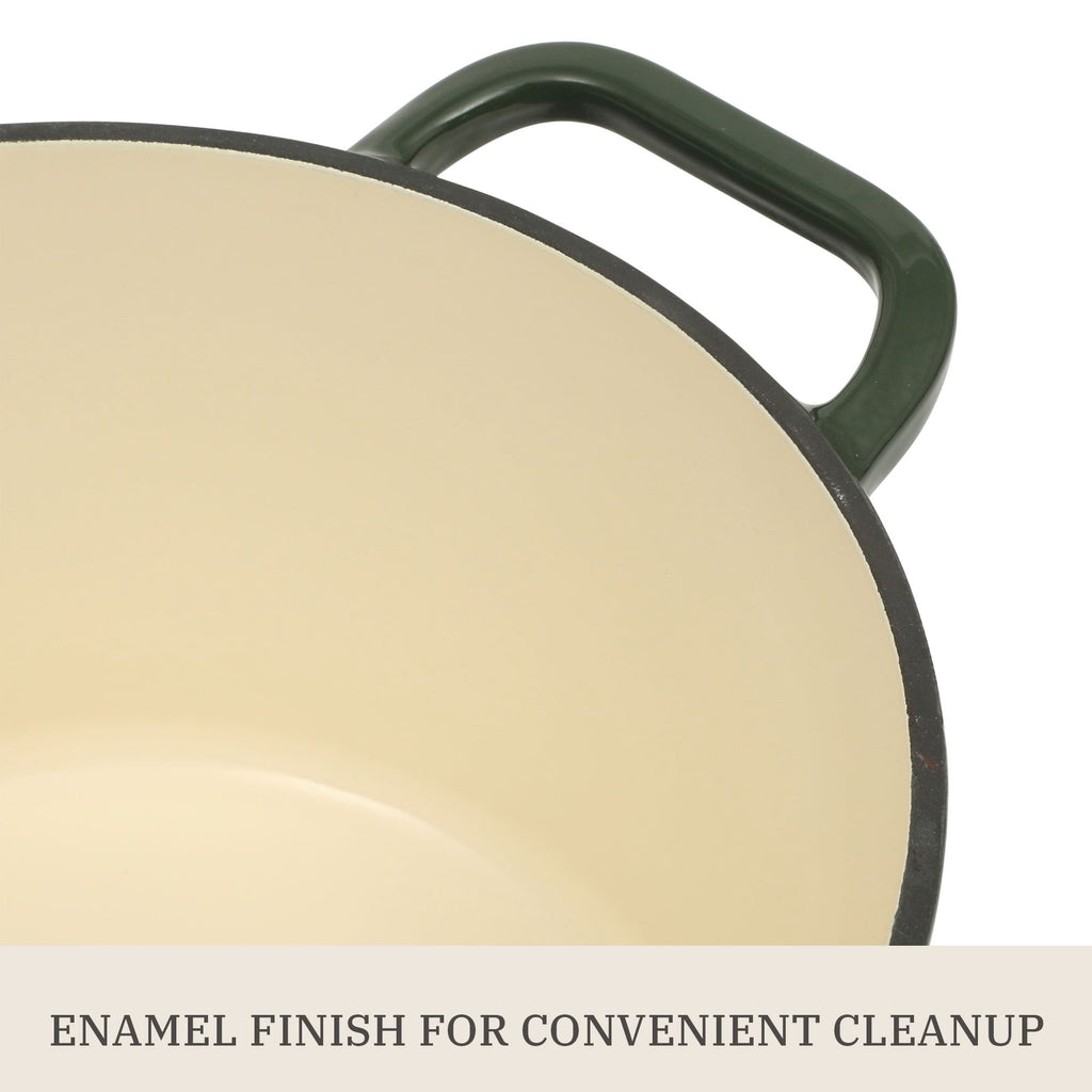 Homesteada™ 5-Quart Enamel Cast Iron Dutch Oven with Lid, Dark Green
