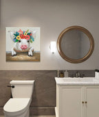 Homesteada™ CDDposter Pig Canvas Picture Wall Art: Rustic Pig Floral Crown Wall Decor Farm Animal Wall Art Homesteada™ Kitchen Farmhouse Home Decorations