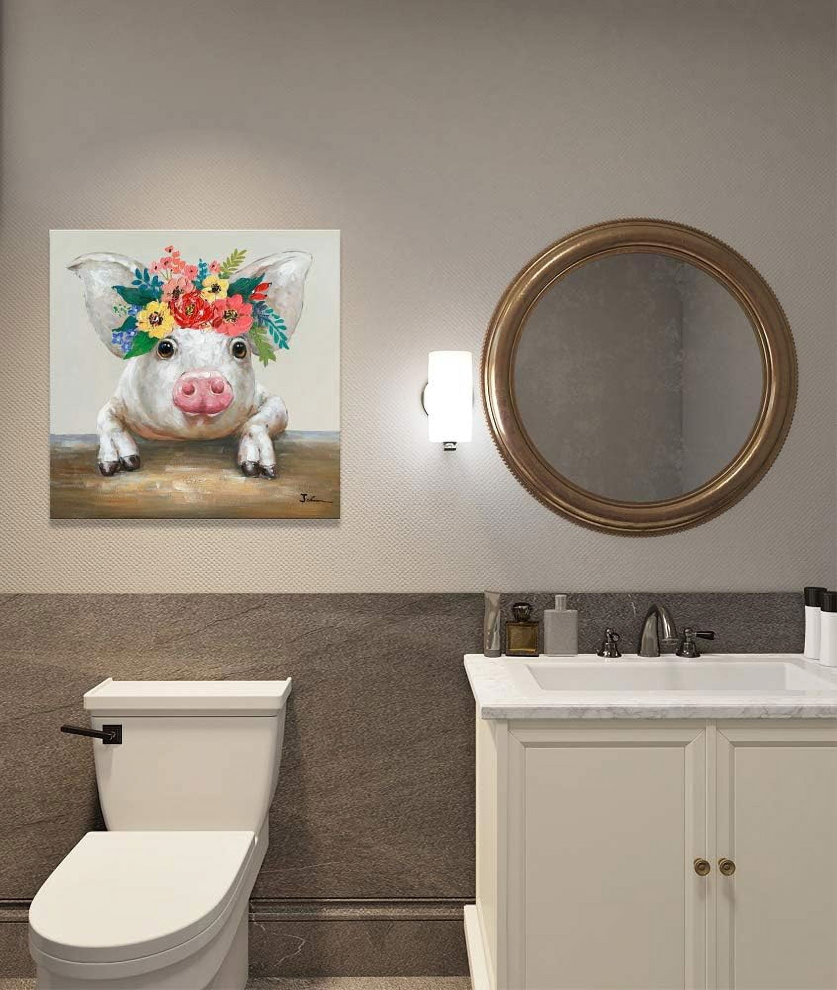 Homesteada™ CDDposter Pig Canvas Picture Wall Art: Rustic Pig Floral Crown Wall Decor Farm Animal Wall Art Homesteada™ Kitchen Farmhouse Home Decorations