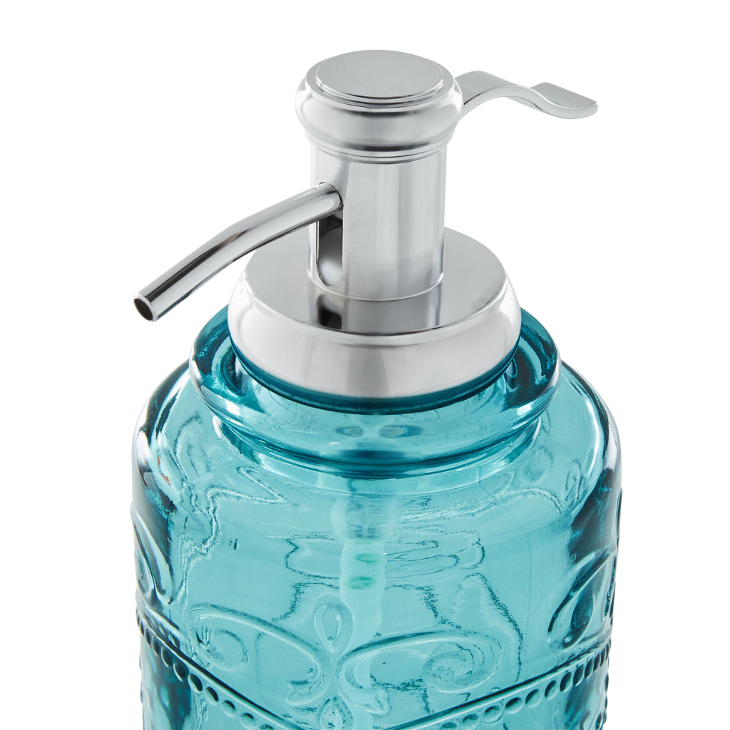 Homesteada™ Teal 2 Piece Embossed Glass Bath Accessory Set, Homesteada™ Amelia