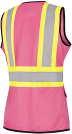 Homesteada™ Heritage Country Women's Custom Fit Hi-Vis Mesh Back Safety Vest - Color: Pink - Size: XL
