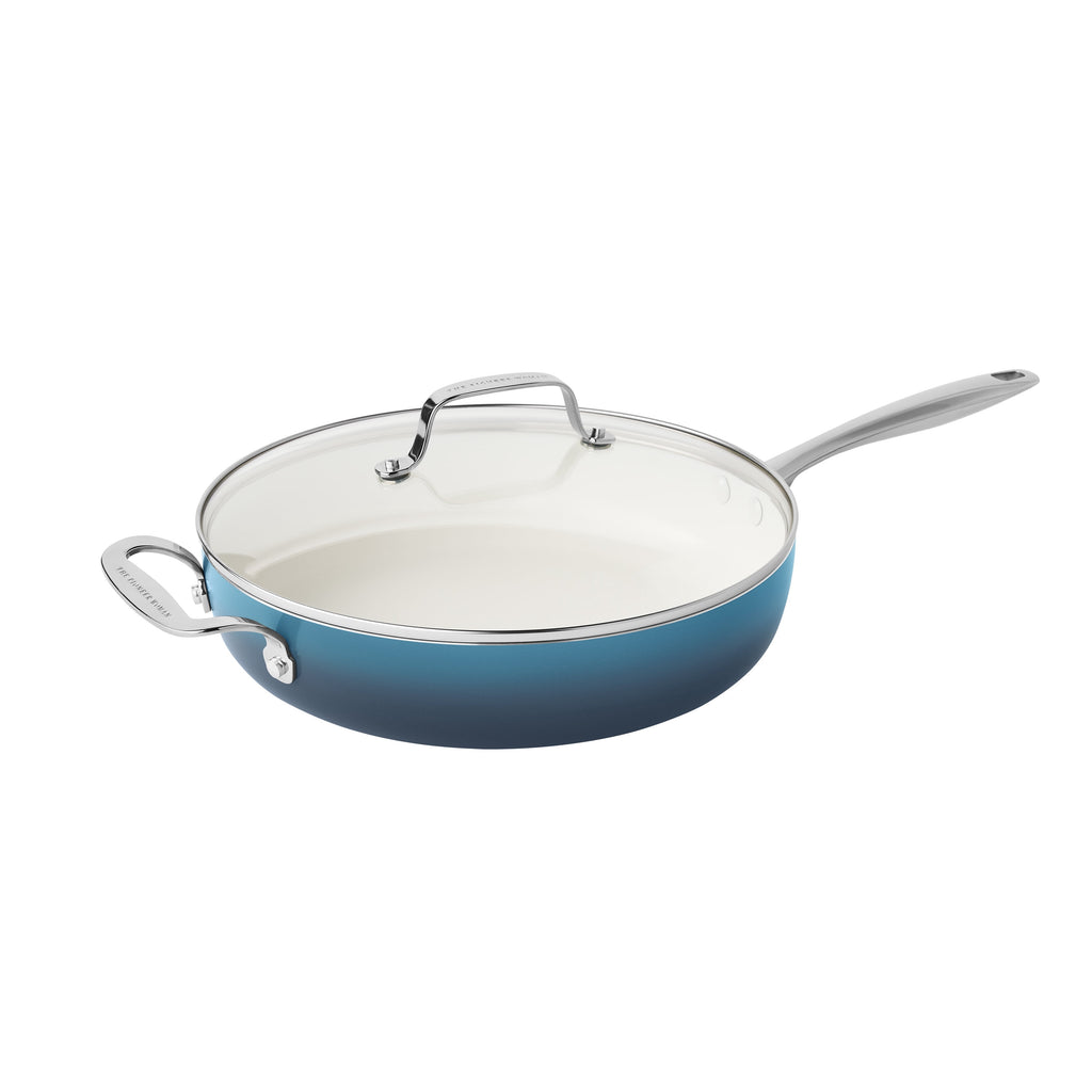 Homesteada™ Harlow 15-Piece Cookware Set, Ceramic Non-Stick Pots and Pans Set, Denim Blue