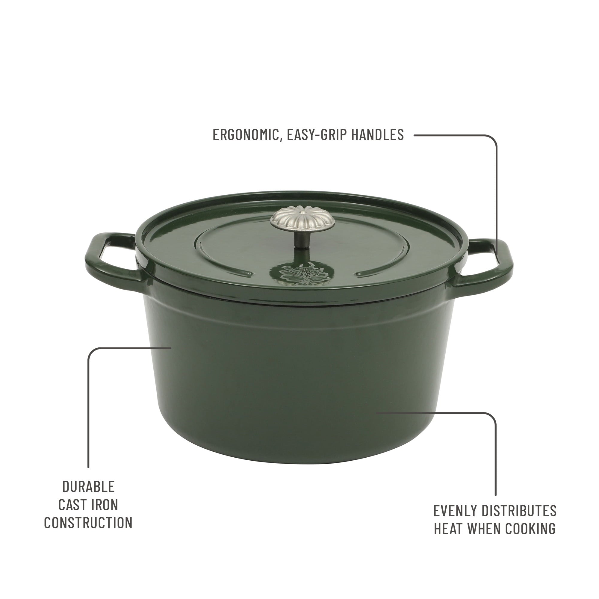 Homesteada™ 5-Quart Enamel Cast Iron Dutch Oven with Lid, Dark Green