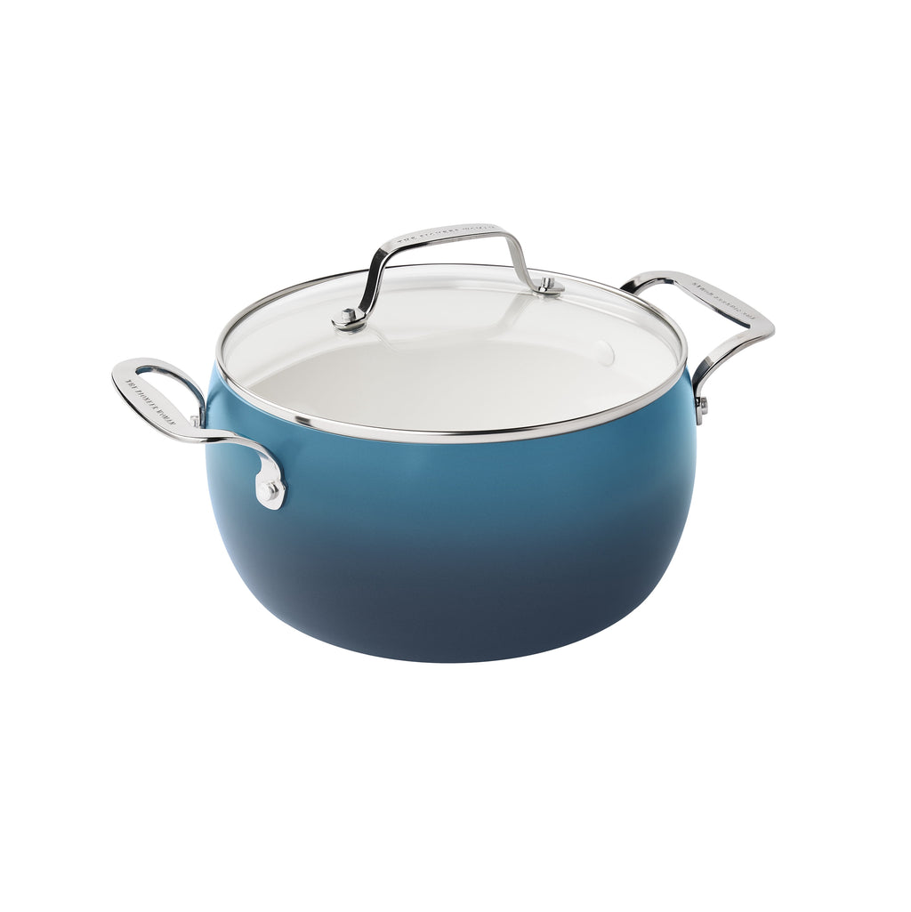 Homesteada™ Harlow 15-Piece Cookware Set, Ceramic Non-Stick Pots and Pans Set, Denim Blue